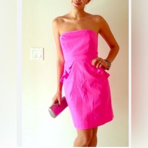 J. Crew Pink Pleated Strapless Cocktail Dress